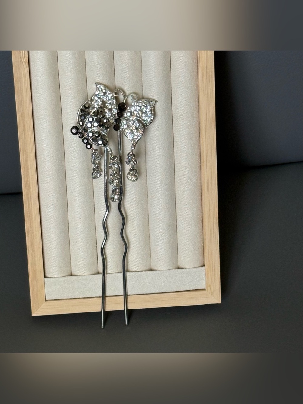 Black & Clear Crystal Butterfly Hair Pin